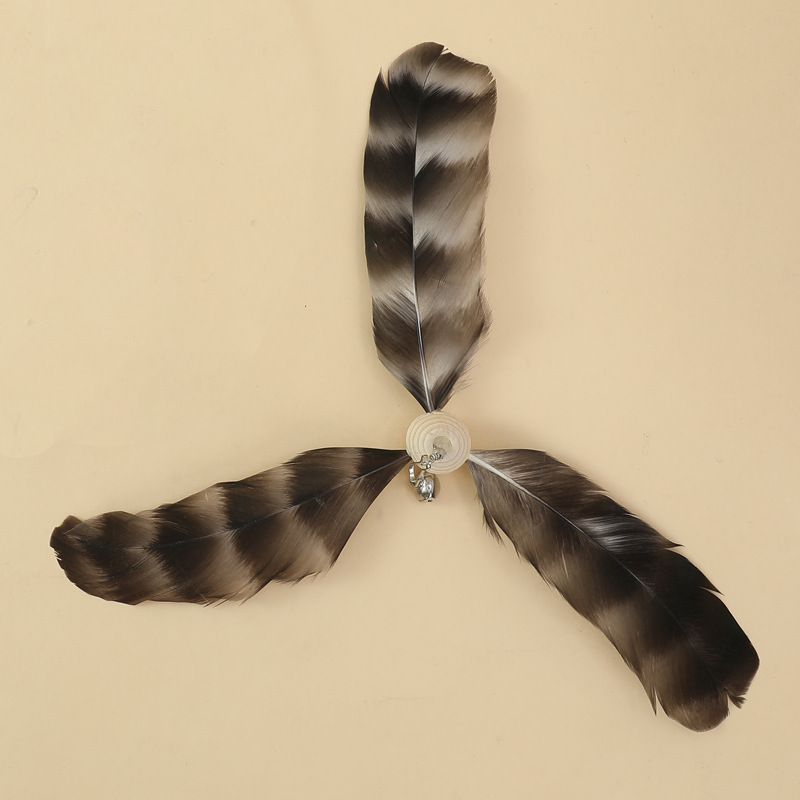 Pet wooden handle interactive toy feather long rod replaceable head cat teaser stick_voghion.com