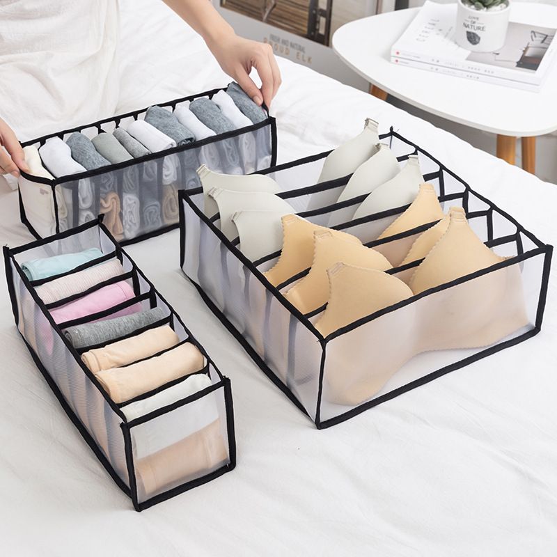 Organizer pieghevole in nylon per cassetti con divisori per biancheria intima, calzini, vestiti e reggiseni - Scatola portaoggetti multi-dimensione per guardaroba e cassettiera_voghion.com