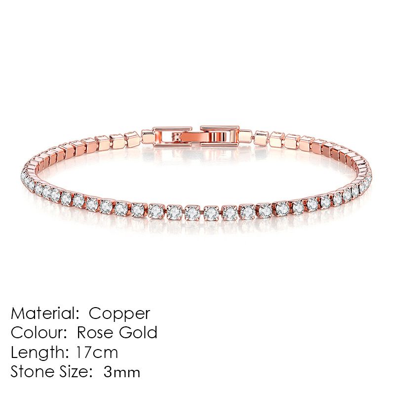 Bracciale tennis da donna di grande successo con zirconi e perline di diamanti placcate in oro S5650_voghion.com