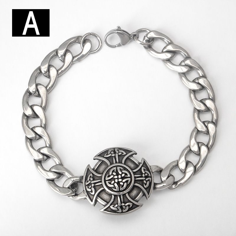 Bracciale cubano in acciaio al titanio con nodo infinito vichingo, tendenza moda hip-hop in acciaio inossidabile_voghion.com