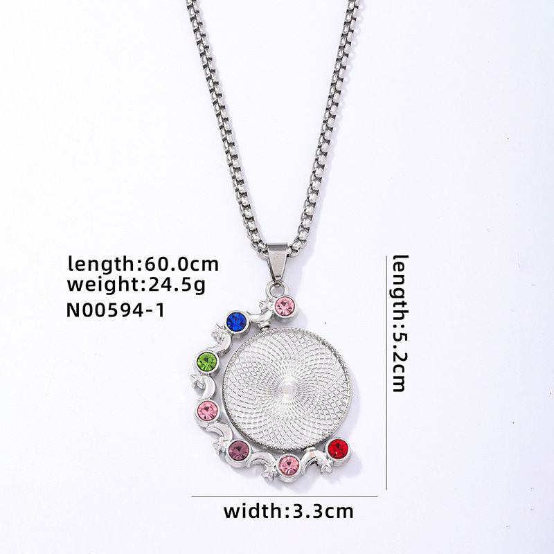hot round diamond necklace pendant new stainless steel necklace factory_voghion.com
