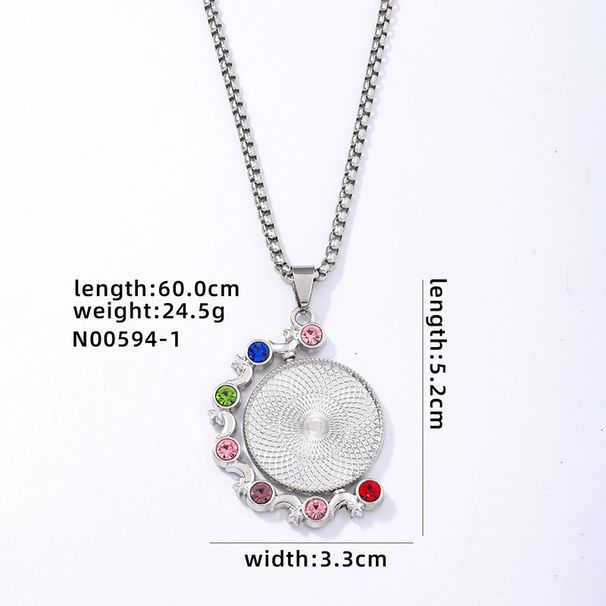 hot round diamond necklace pendant new stainless steel necklace factory_voghion.com
