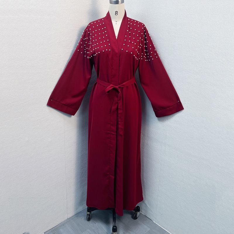 Women's Clothing Women's Long Skirt Abaya Middle East Dubai Nail Pearl Large Size Cardigan Robe Spot_voghion.com
