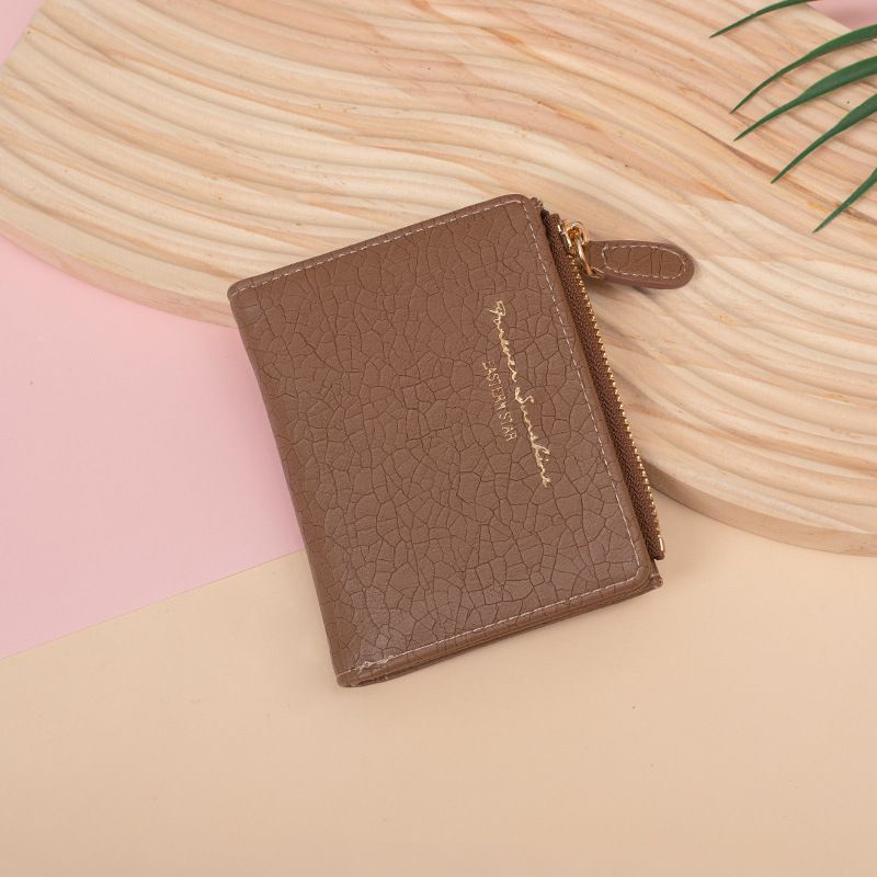 Crocodile pattern women's wallet female high end Korean version solid color multi card slot coin purse folding short wallet_voghion.com