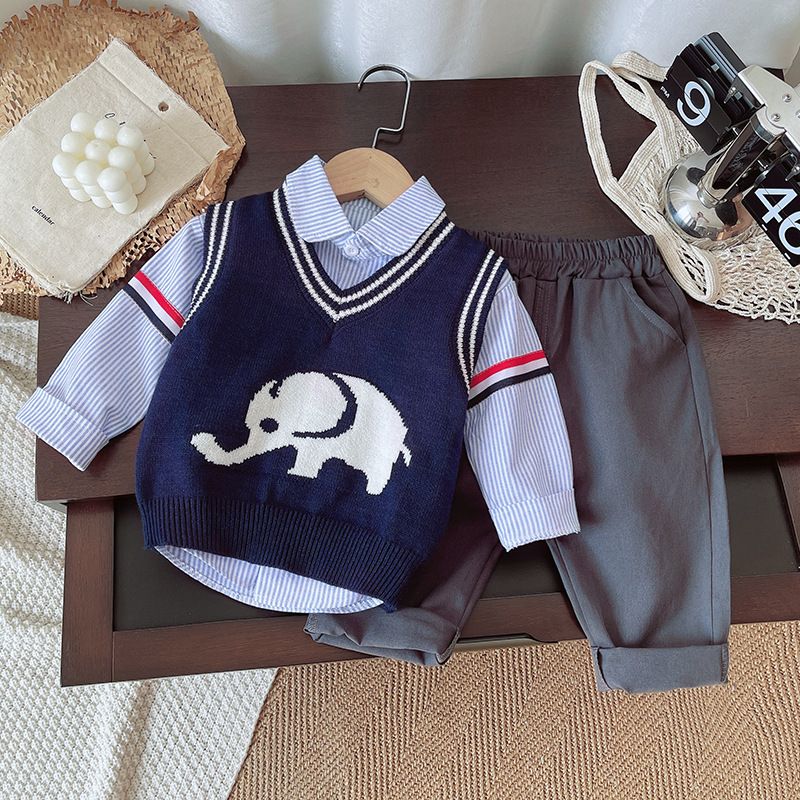 2024 herbst Koreanische version kleidung hemd pullover 0-5 jahre alt drei stück set für jungen, herbst stil lange ärmeln_voghion.com