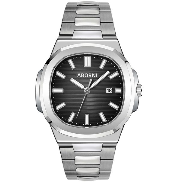 Reloj delgado para hombre con fecha, manecillas luminosas, resistente al agua hasta 30 m, correa de acero inoxidable y movimiento de cuarzo. Reloj de cuarzo resistente al agua para hombre._voghion.com