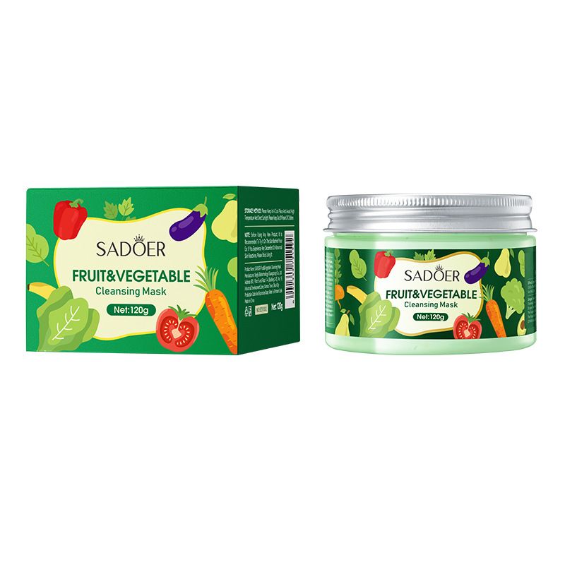 Maschera di fango per il viso detergente profondo con frutta e verdura SADOER in inglese completo_voghion.com