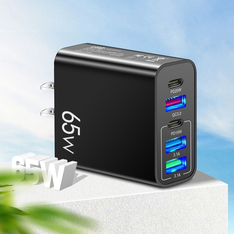 USB 65W oplader snel opladen 3.0 5-poorts dubbele PD mobiele telefoon C-type snellaadadapter geschikt voor iPhone_voghion.com