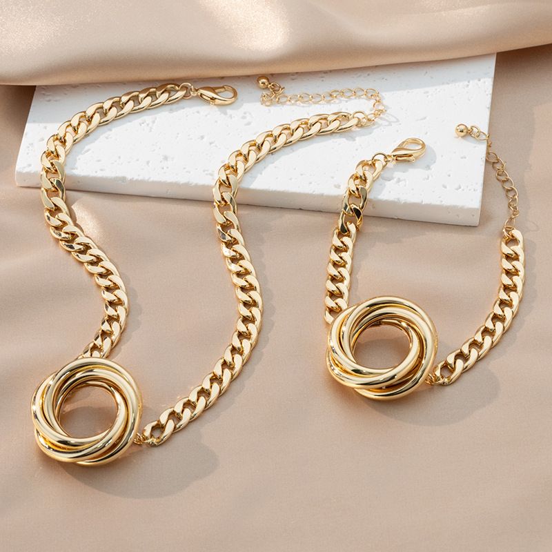 Simple style fashion sweet trend necklace bracelet femininity Fried Dough Twists geometric jewelry set_voghion.com