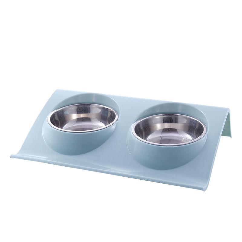 Stainless Steel Double Shackle Neck Protection Food Bowl Dog Cat Basin Pet Supplies_voghion.com