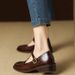 Mary Jane For Women 2025 New Soft Leather Brogue British Style Loafers Chunky Heel Single Shoes_voghion.com
