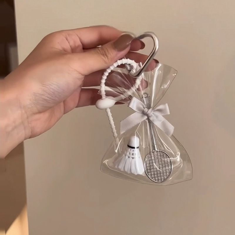 Badminton Bag Tennis Racket Keychain Cute Girl Heart Backpack Pendant Girlfriends Gift_voghion.com