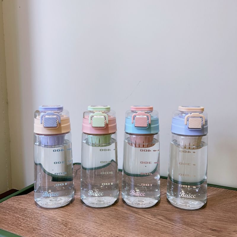 Summer New INS Style Water Bottle Women, Simple Stylish, Large Capacity, Transparent Leak-Proof Plastic Cup For Men And_voghion.com