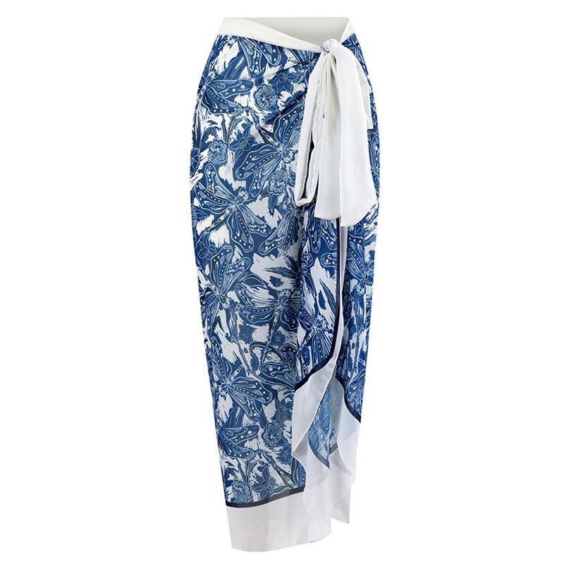 Women's retro printed swimsuit suit for women One-piece triangle sexy sunscreen gauze skirt vacation style_voghion.com