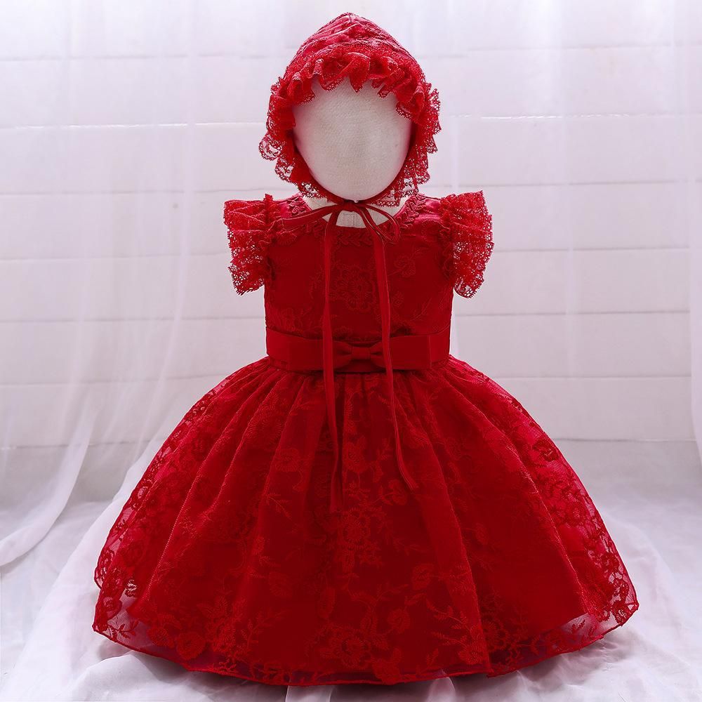 Girl's Birthday Party Dress (70-90cm) | Lace Sleeveless Gown & Bonnet For Special Occasions_voghion.com