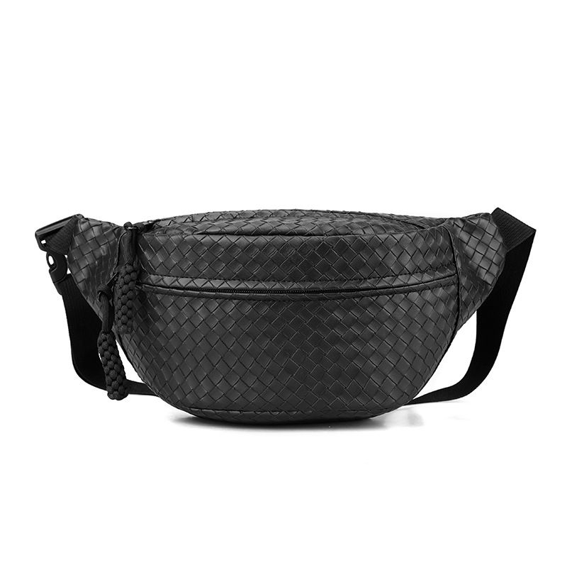 Borsa a tracolla in PU Borsa a tracolla casual da uomo Borsa a tracolla intrecciata Borsa a tracolla in PU nera_voghion.com