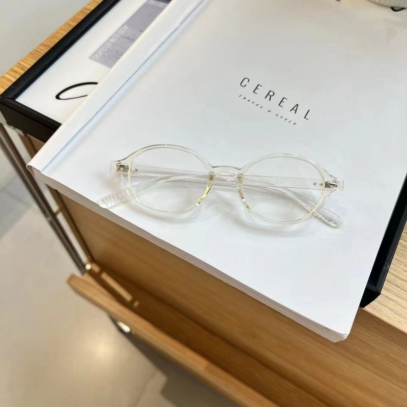 2024 TR90 Small Oval Flat Mirror Network Popular Women's Fashion Plain Eyes Frame Trendy Anti Blue Light Glasses_voghion.com