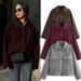 Trendy Zip-Up Wool Blend Jacket – Women’s Stylish Tweed Coat With Pockets, Streetwear Chic (Wine Red, Gray, Coffee Brown, S-L)_voghion.com