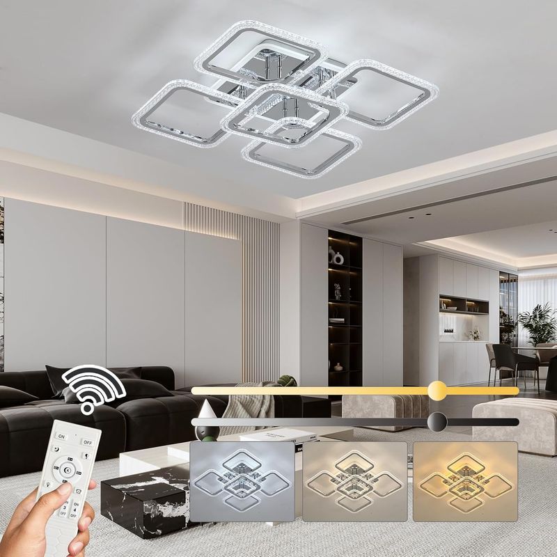 Plafoniera moderna per camera da letto, lampada da cucina a LED dimmerabile per soggiorno, lavanderia, corridoio, plafoniera a filo 3000-6000K, cromata_voghion.com