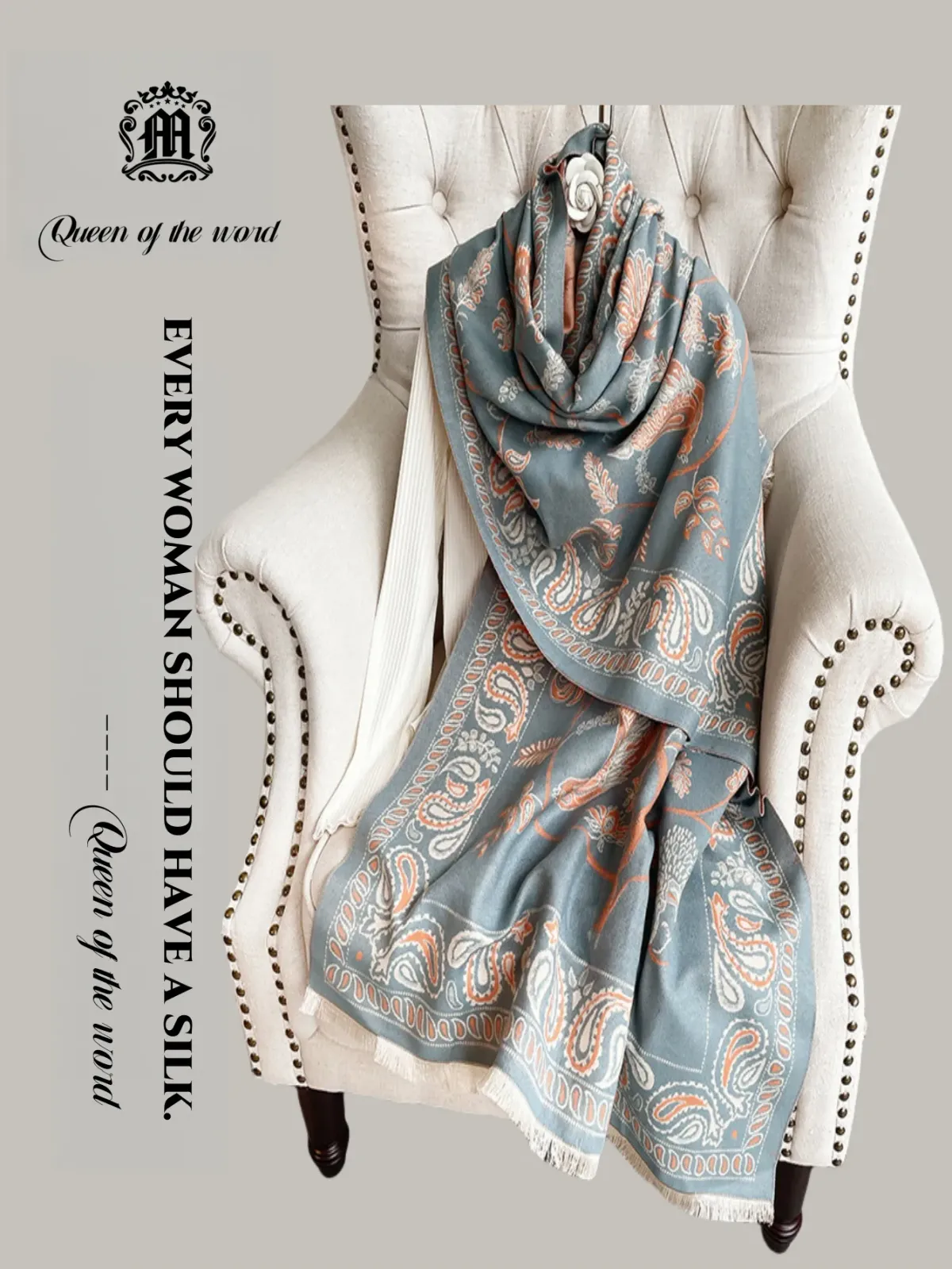 Bufanda de cachemira para mujer, pashmina, bufandas estampadas, chal clásico con borlas, abrigos cálidos de invierno_voghion.com