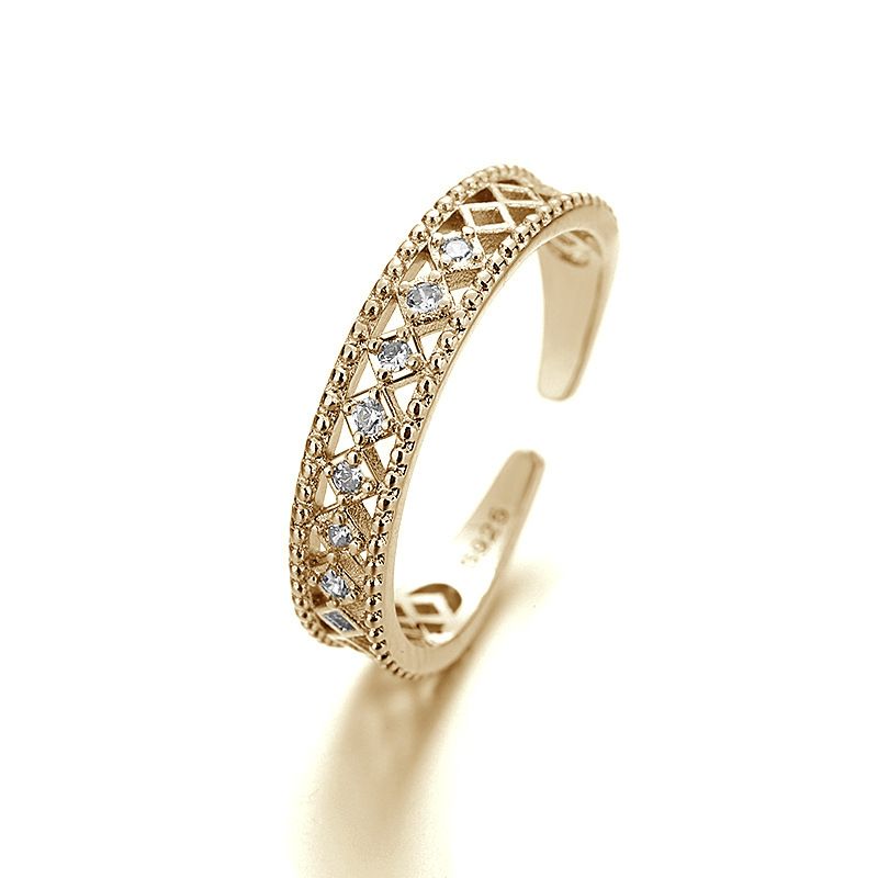 Fashion Gold VENUS Double Layer Zircon Ring Ladies Geometric Square Simple Index Finger Ring Jewelry Gift_voghion.com