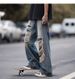 Männerkleeder Retro gerappte Jeans fir Männer Summer gewäsch, distressed, locker, breet Been, riicht, trendy, High-Street-Hosen_voghion.com