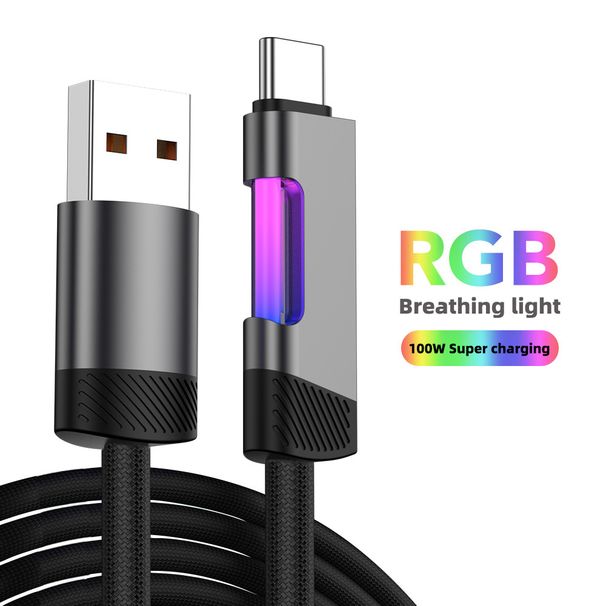 Cavo di ricarica USB di tipo C a ricarica rapida da 120 W e 6 A con luce ambientale RGB_voghion.com