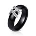 Anello in acciaio e ceramica con intarsio di diamanti Dual X in bianco e nero da 6 mm, per uomo e donna, stile minimalista unisex._voghion.com