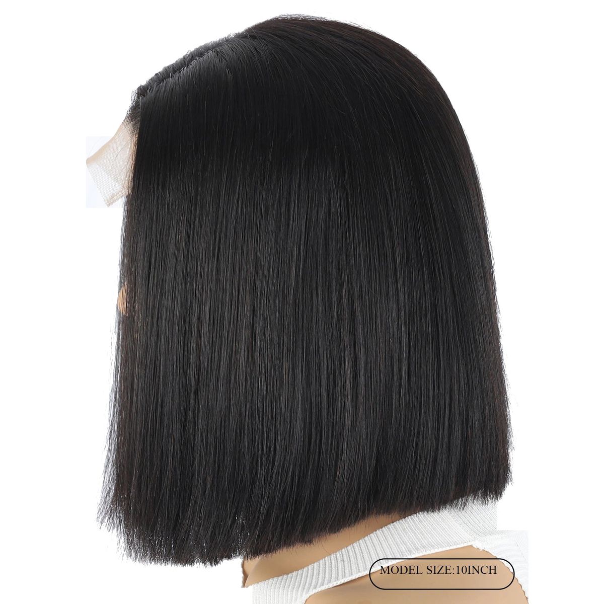 Peluca de encaje frontal para mujer, cabello real, corte bob corto, cierre 4x4, cabello humano liso_voghion.com