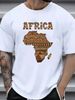 Lässige Herrenmode in Übergrößen mit Afrika-Print. Bequeme, atmungsaktive Baumwolle, Rundhalsausschnitt, Kurzarm, Grafikprint._voghion.com