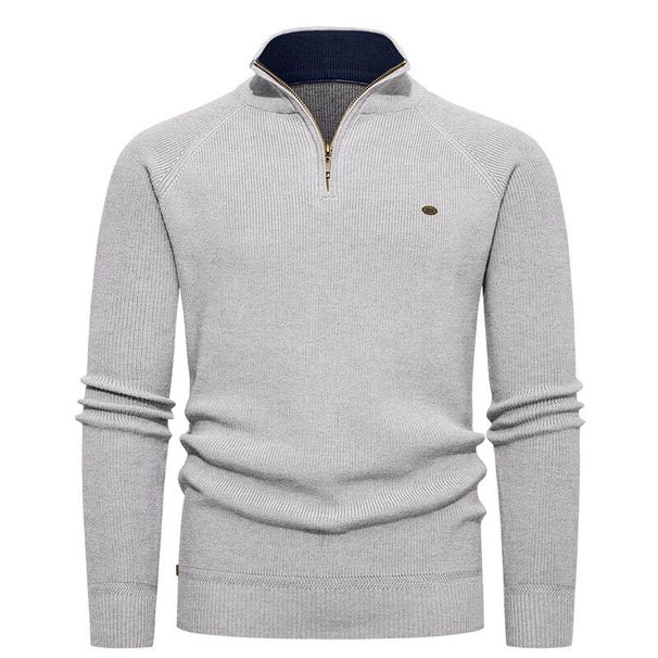 Maglione a coste da uomo – Pullover a collo alto con mezza zip (isolante termico, elasticizzato e confortevole, lavabile in lavatrice, casual invernale ed elegante)_voghion.com
