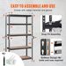Storage Shelving Unit, 5-Tier Adjustable, 2000 Lbs Capacity, Heavy Duty Garage Shelves Metal Organizer Utility Rack, Black, 30' L X 12' W X 60' H F_voghion.com
