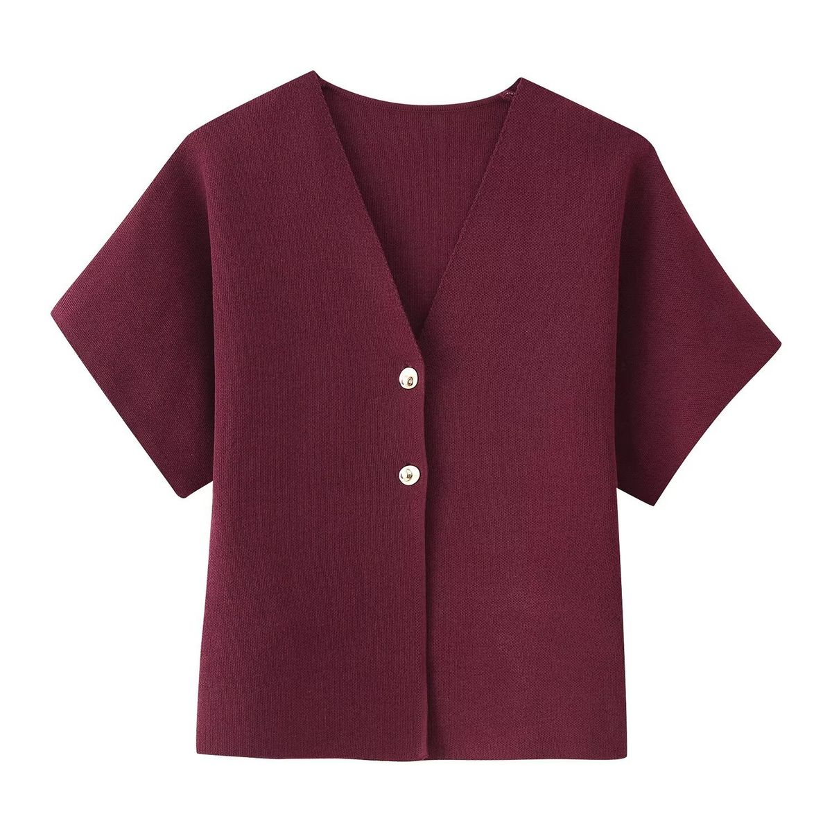 Cardigan in maglia con scollo a V, leggero e aperto sul davanti, in poliestere traspirante, versatile e indispensabile per un look a strati._voghion.com