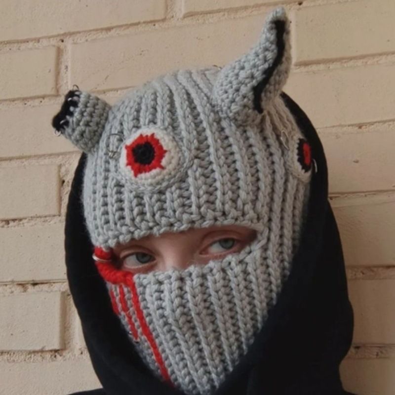 Chapéu de motocicleta outono e inverno engraçado fofo quente método Barak malha capacete capa protetora_voghion.com