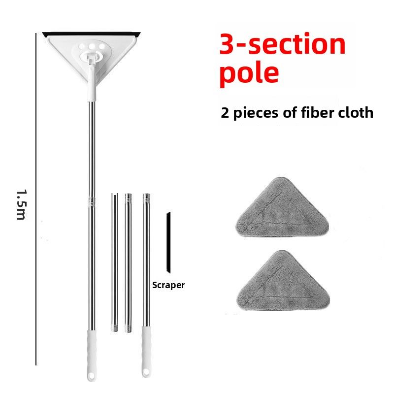 Triangular Mop Home Use, Extended Thick Rod For Cleaning Glass, Ceiling, Dust Removal, Kitchen Tile, Wall Magic Tool_voghion.com