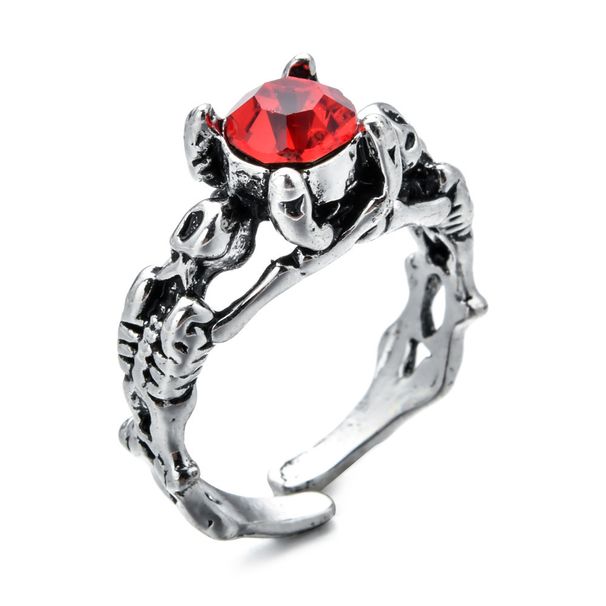 Scheletro rosso alla moda per artigianato maschile, personalità alla moda, anello aperto dominante_voghion.com