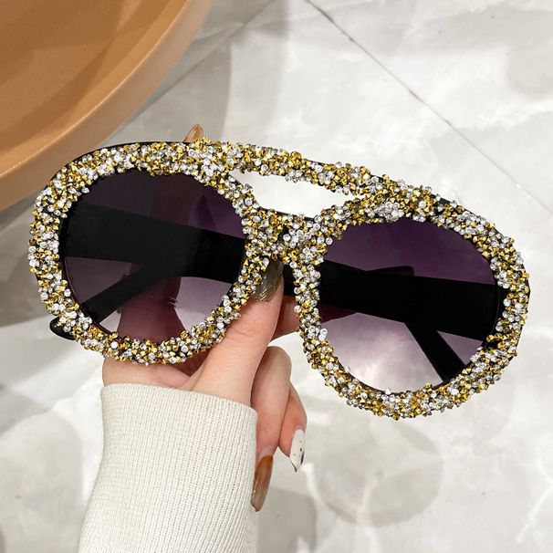 2024 New Style Frameless Crystal Cut Edge Lenses Women, UV Resistant Fashionable Diamond Studded Sunglasses For Women_voghion.com