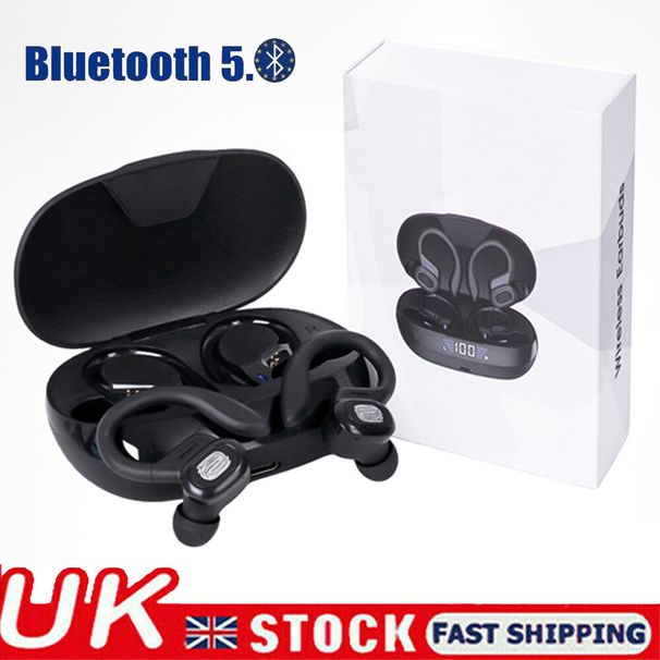 Cuffie auricolari wireless Bluetooth TWS con gancio per l'orecchio, auricolari sportivi da corsa, Regno Unito_voghion.com