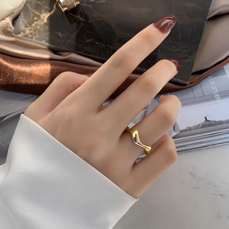 Tidal Sier Natural Curve with Irregular Female Line Instagram Fashion Wave Pattern Smooth Open Ring_voghion.com