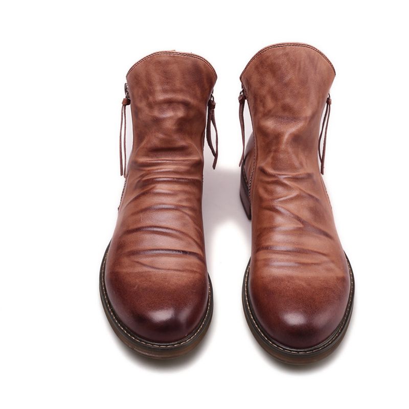 HPIOPL nouveau produit transfrontalier fermeture à glissière double côté fond antidérapant bottes pour hommes chaussures pour hommes bottes à pampilles bottes en cuir pour hommes 48 grande taille_voghion.com