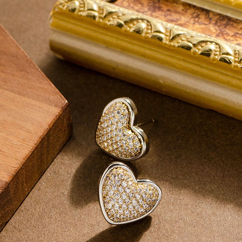 Dongdaemun, Corée du Sud - Boucles d'oreilles tendance, personnalisées, petit parfum, en forme de cœur, entièrement en diamant, pour femme_voghion.com