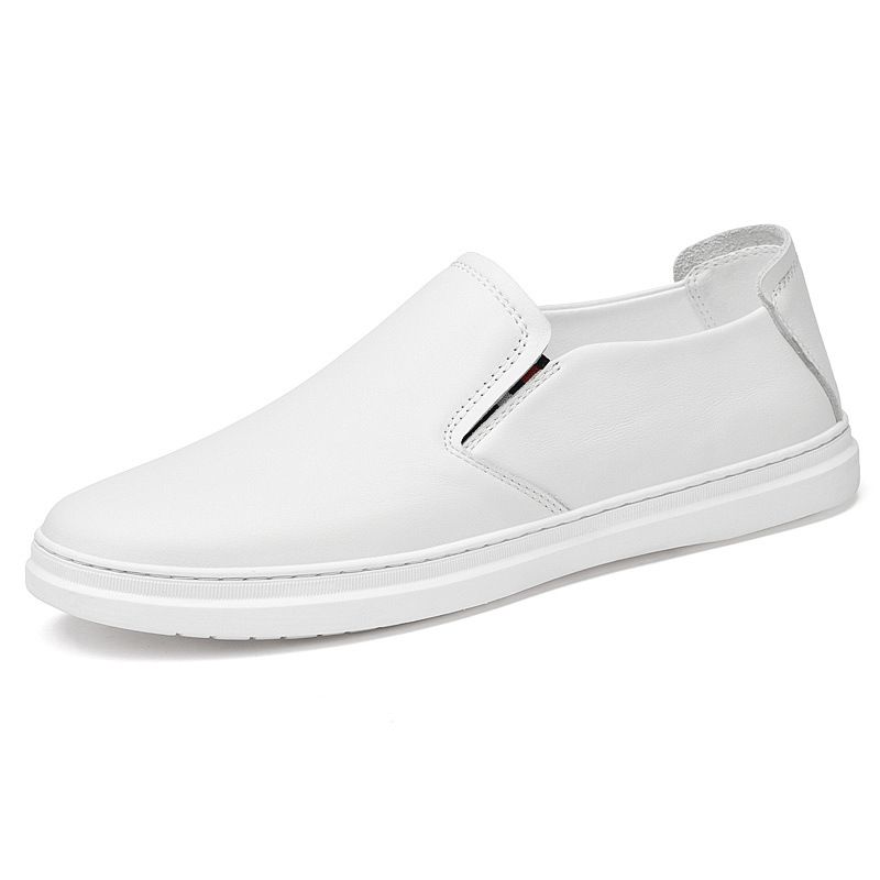 Chaussures de planche décontractées pour hommes à tête ronde en cuir de vachette première couche, chaussures de planche à manches et talon plat, chaussures pour hommes à bouche peu profonde, chaussures simples à lacets_voghion.com