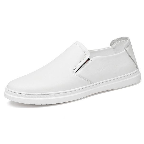 Chaussures de planche décontractées pour hommes à tête ronde en cuir de vachette première couche, chaussures de planche à manches et talon plat, chaussures pour hommes à bouche peu profonde, chaussures simples à lacets_voghion.com