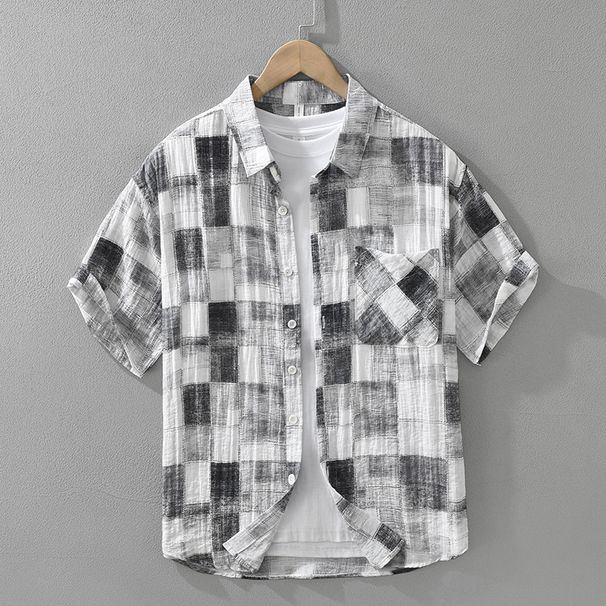 New Printed Short Sleeved Shirt For Men, Fashionable And Versatile, Artistic And Casual Loose Top_voghion.com