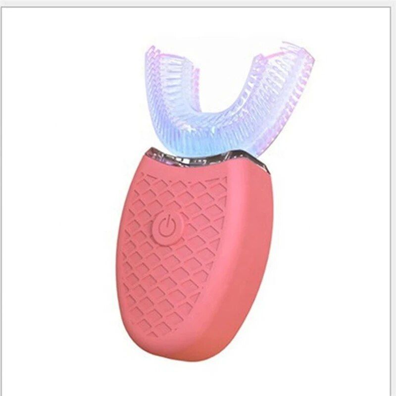 360 Degree Inlligent Automatic Sound Wave Electronic Toothbrush Usb Charging U-Shaped 4-Mode Timed Blue Light_voghion.com