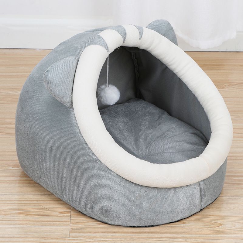 Semi-Enclosed Winter Cat Dog Bed Removable Washable Pet House Warm Nest Mat_voghion.com