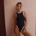 Women's Clothing Black And White Color Matching One Piece Swimsuit Women's Round Neck High Cut Briefs Swimsuit_voghion.com