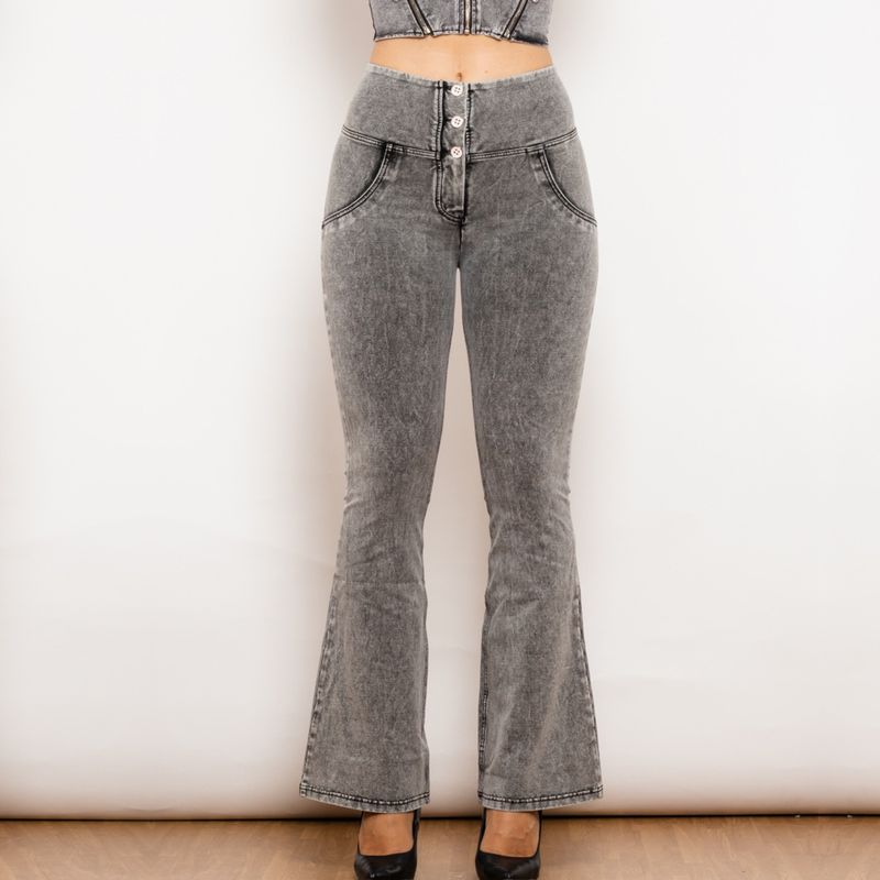 Women's Clothing Stretch Denim Flared Hip Lifting Pants Peach Tights Shaping Pants Large Size Women's Trousers_voghion.com
