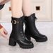 Women's Chunky Heel Ankle Boots – Winter/Spring PU Martin Boots With Side Zipper (2 Styles)_voghion.com