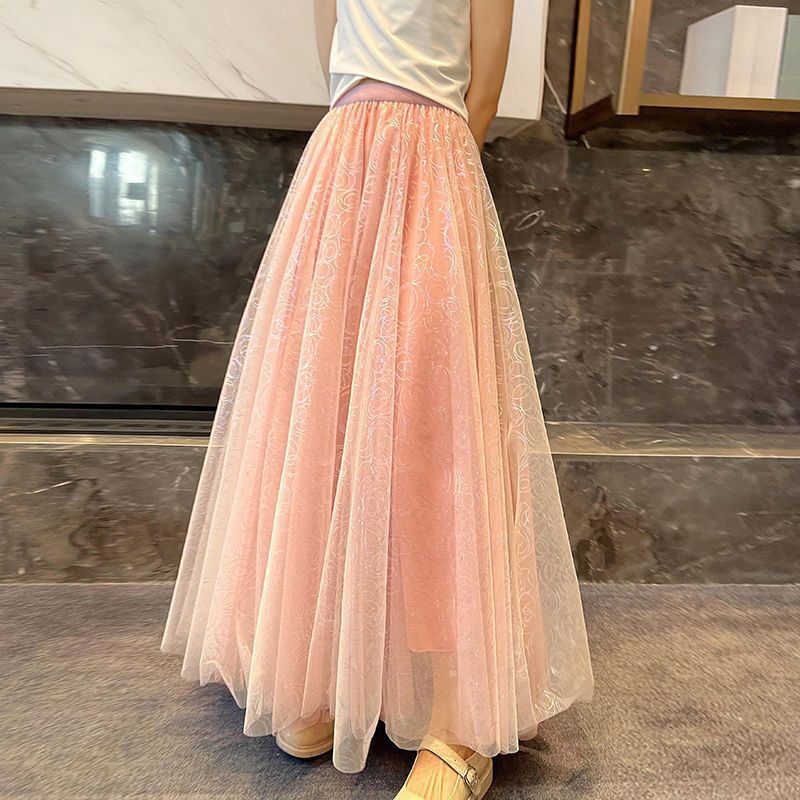 Jupe en maille taille haute pour femme, mode printemps et automne, jupe trapèze slim à imprimé fée, jupe longue plissée_voghion.com